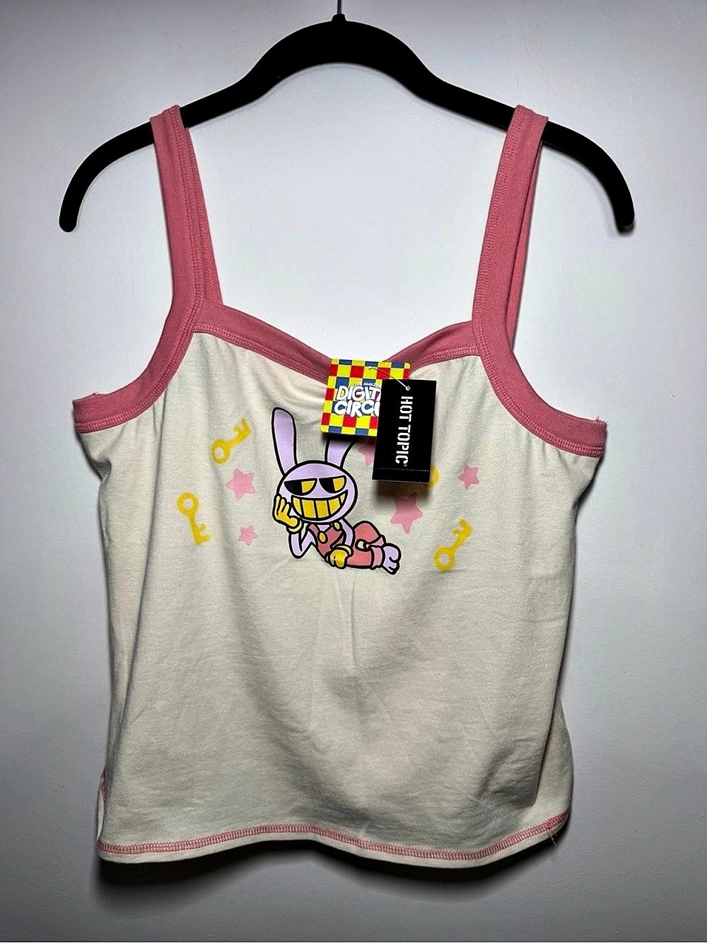 NWT Hot Topic The Amazing Digital Circus Jax Juniors Crop Cream Tank Top Size XL